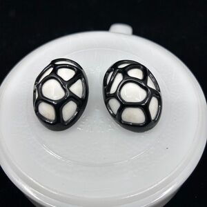 Vintage Black and White acrylic web design Earrings